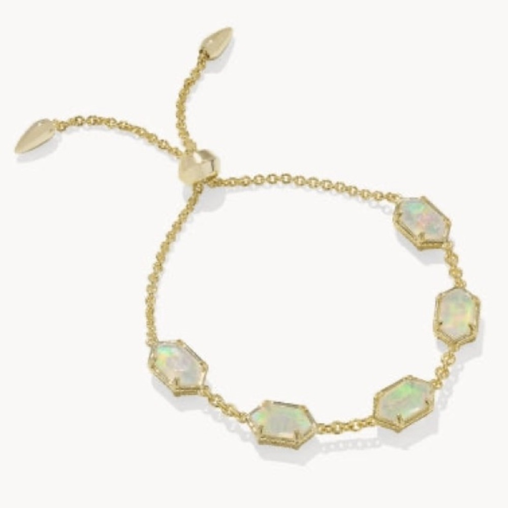 Kendra Scott Hallie Gold/Mother Of Pearl Delicate Slider Bracelet NWT MSRP$90